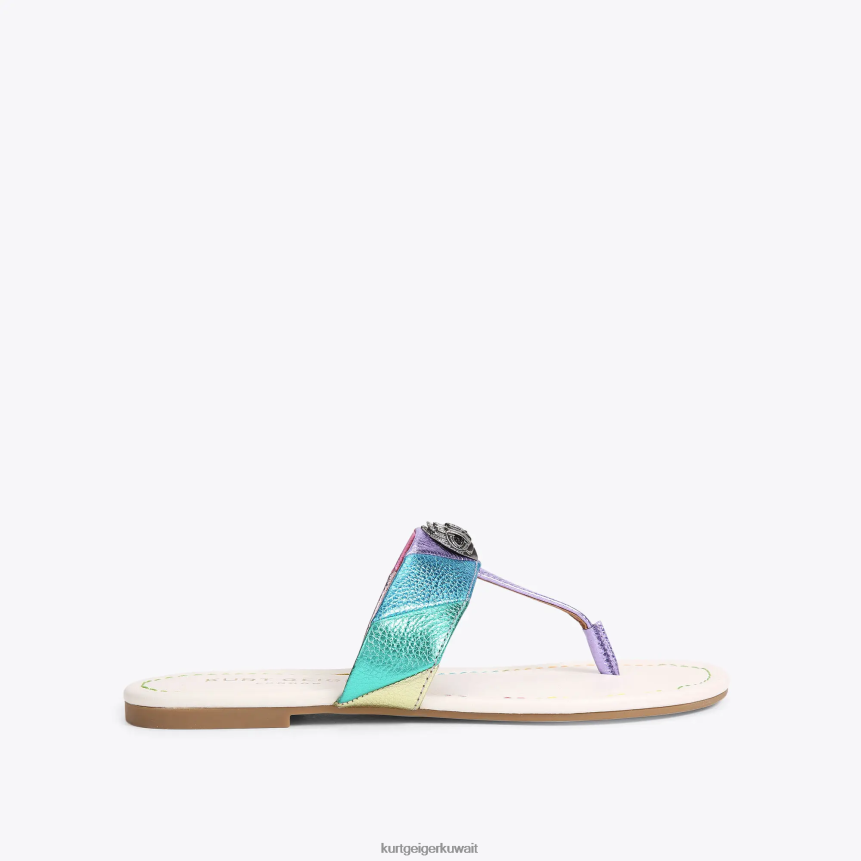 كيلووات Kurt Geiger نحيف صندل لندن كنسينغتون على شكل حرف T مزيج معدني X06PDH228 | أحذية
