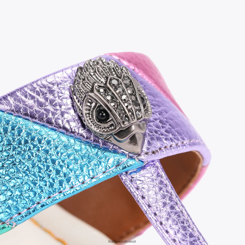 كيلووات Kurt Geiger نحيف صندل لندن كنسينغتون على شكل حرف T مزيج معدني X06PDH228 | أحذية