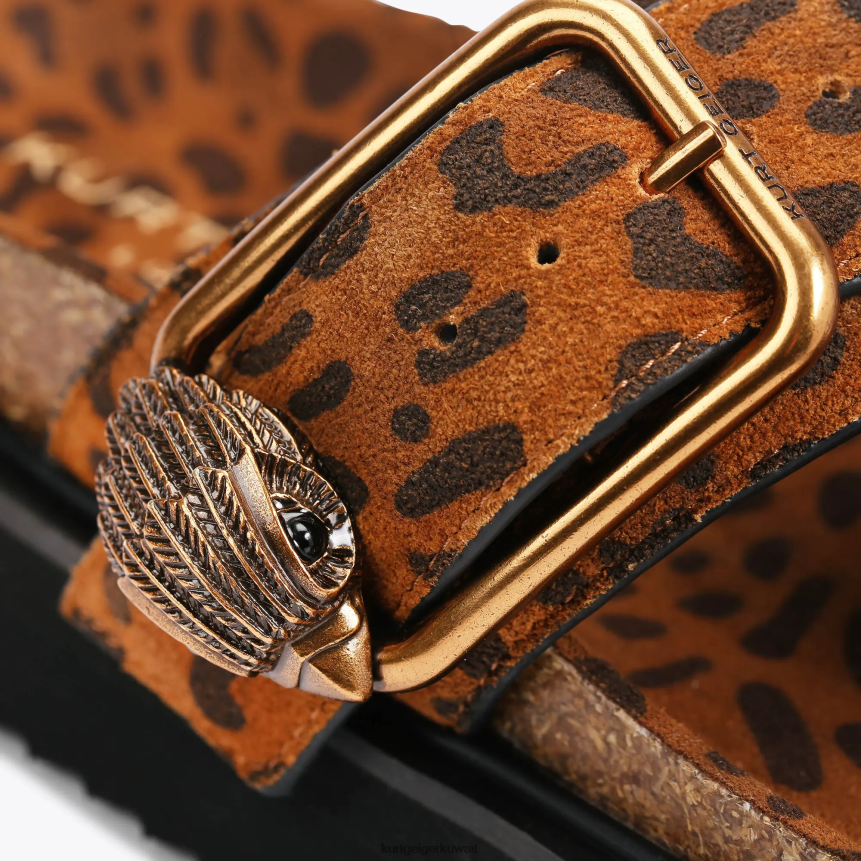 كيلووات Kurt Geiger نحيف شرائح على شكل حرف T بإبزيم نسر لندن منتصف البني X06PDH442 | أحذية