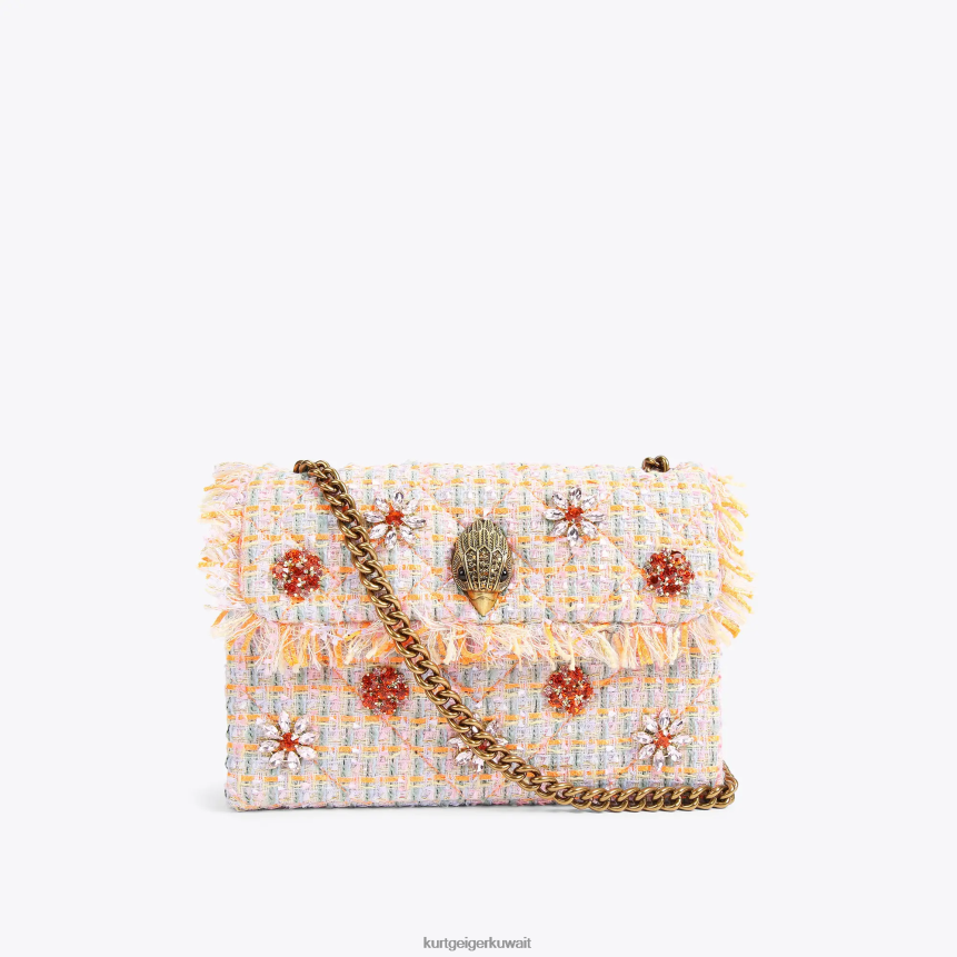 كيلووات Kurt Geiger نحيف حقيبة لندن تويد متوسطة كنسينغتون البرتقالي X06PDH11 | أكياس