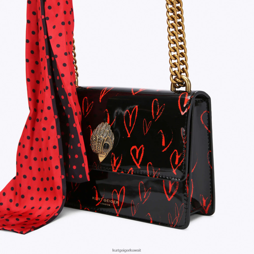 كيلووات Kurt Geiger نحيف لندن شورديتش كروس بودي صغير أسود أحمر X06PDH116 | أكياس