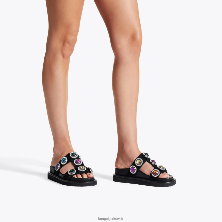 كيلووات Kurt Geiger نحيف صندل لندن أورسون الكريستالي أسود X06PDH215 | أحذية