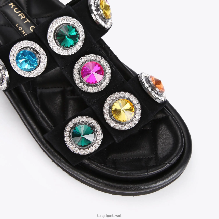 كيلووات Kurt Geiger نحيف صندل لندن أورسون الكريستالي أسود X06PDH215 | أحذية