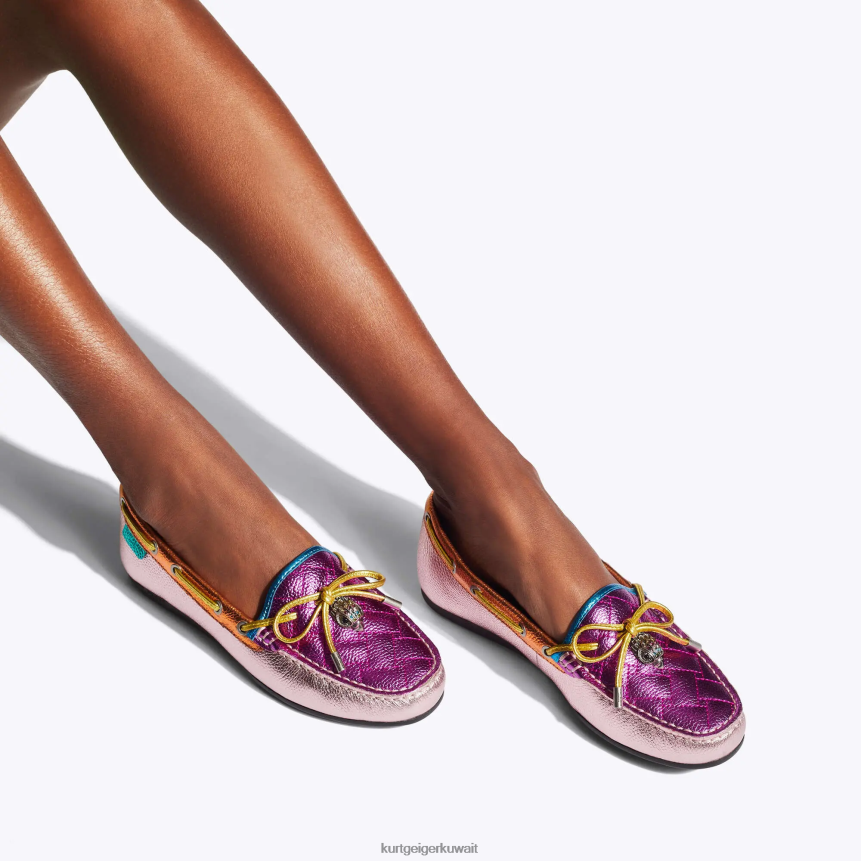 كيلووات Kurt Geiger نحيف حذاء موكاسين نسر لندن مزيج وردي X06PDH218 | أحذية