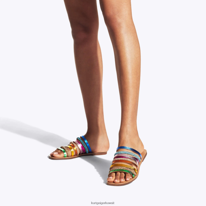كيلووات Kurt Geiger نحيف لندن ديزي قوس قزح مزيج معدني X06PDH222 | أحذية