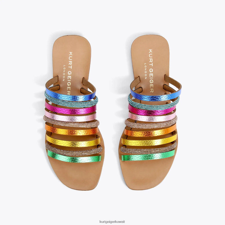 كيلووات Kurt Geiger نحيف لندن ديزي قوس قزح مزيج معدني X06PDH222 | أحذية