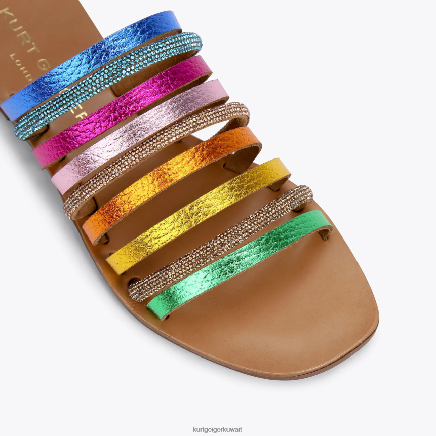 كيلووات Kurt Geiger نحيف لندن ديزي قوس قزح مزيج معدني X06PDH222 | أحذية