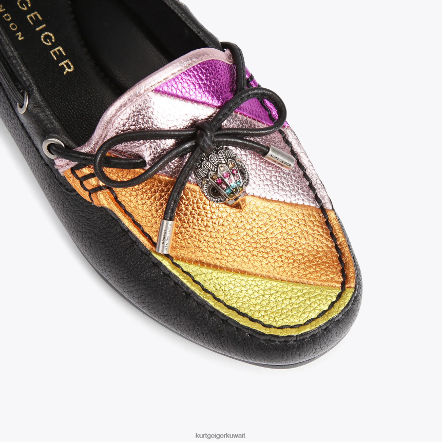 كيلووات Kurt Geiger نحيف حذاء موكاسين نسر لندن أسود آخر X06PDH227 | أحذية