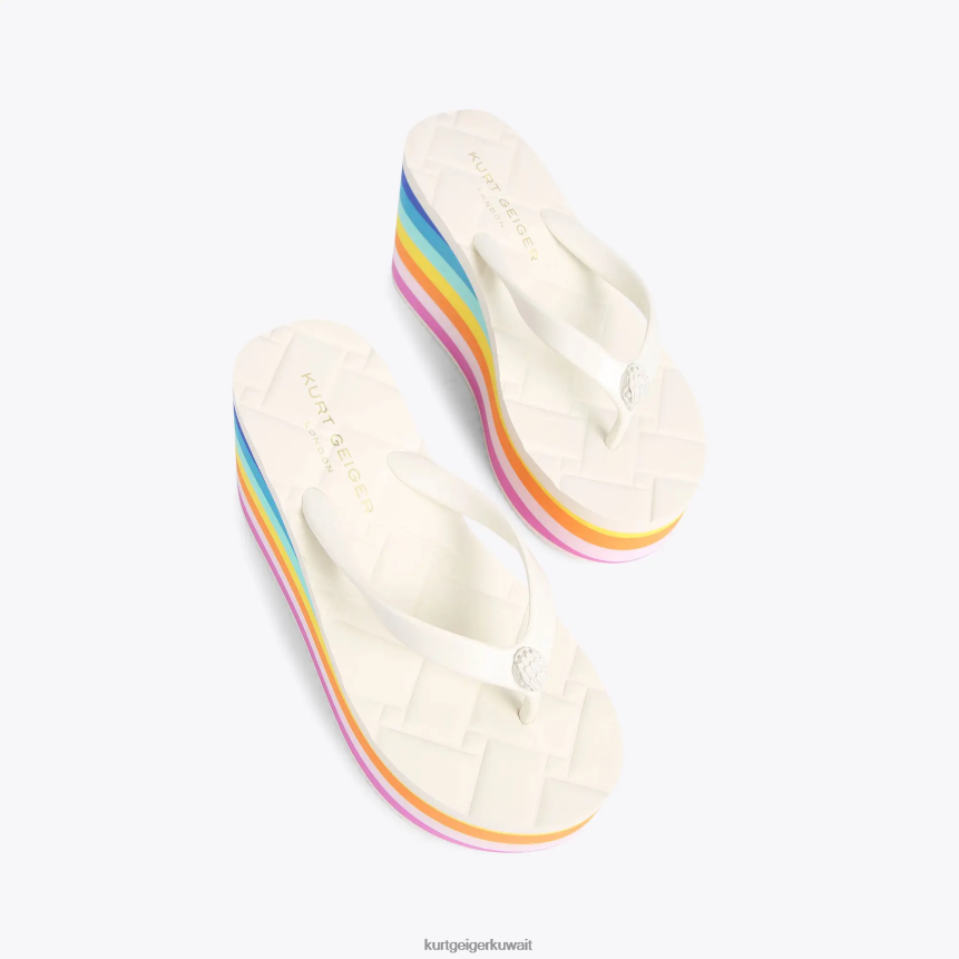 كيلووات Kurt Geiger نحيف لندن كنسينغتون فليبفلوب إسفين مشط أبيض X06PDH229 | أحذية