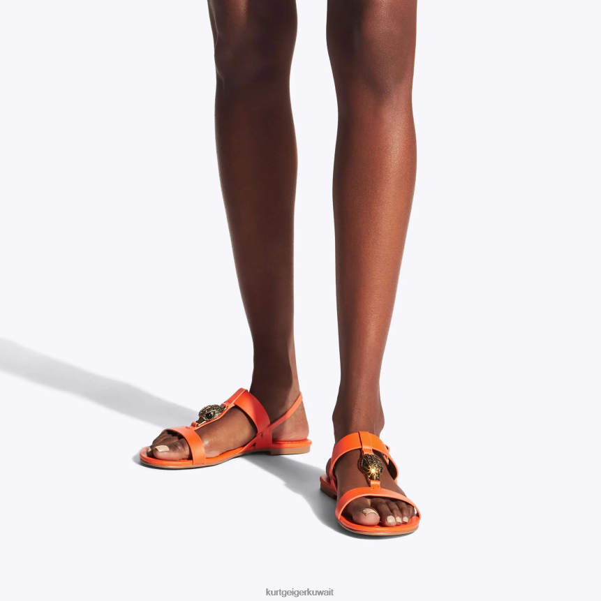 كيلووات Kurt Geiger نحيف صندل لندن هامبتون المسطح البرتقالي X06PDH285 | أحذية