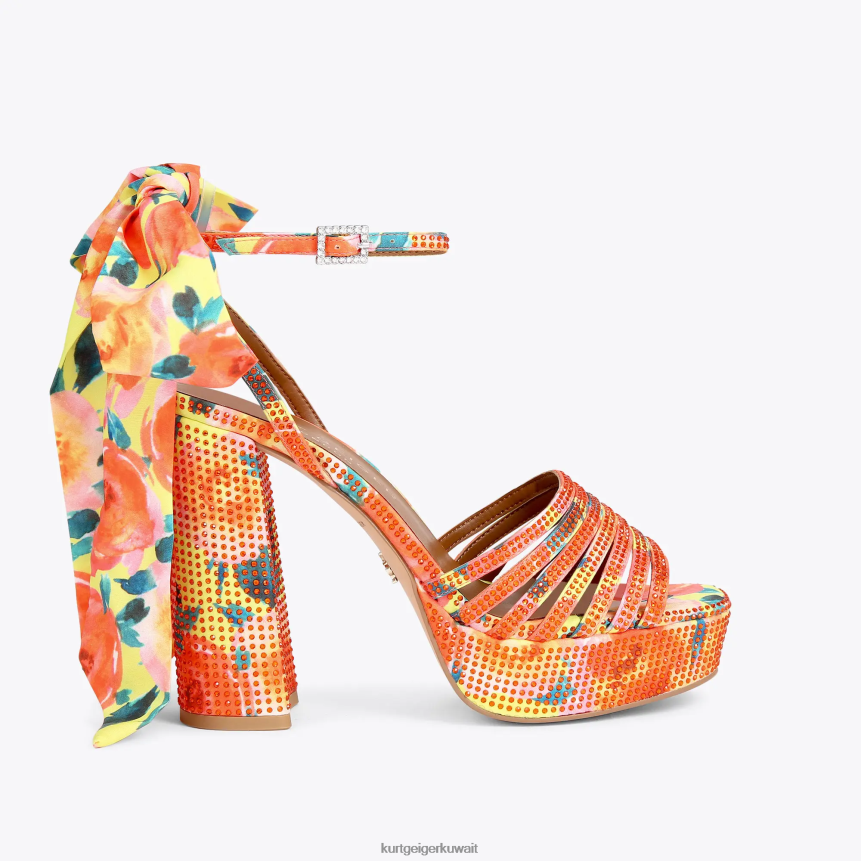 كيلووات Kurt Geiger نحيف منصة ربطة عنق للكاحل من لندن بييرا البرتقالي X06PDH288 | أحذية