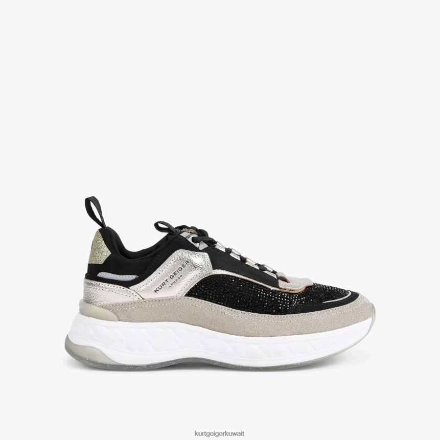 كيلووات Kurt Geiger نحيف حذاء رياضي لندن كنسينغتون أسود رمادي X06PDH296 | أحذية