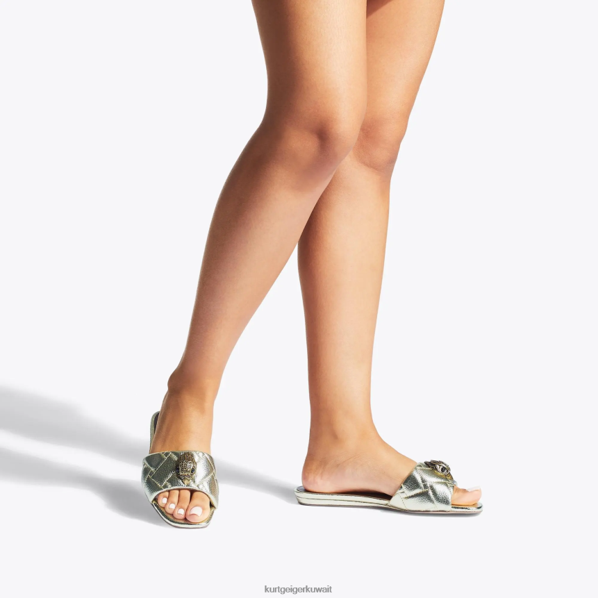 كيلووات Kurt Geiger نحيف صندل مسطح من لندن كنسينغتون ذهب X06PDH350 | أحذية