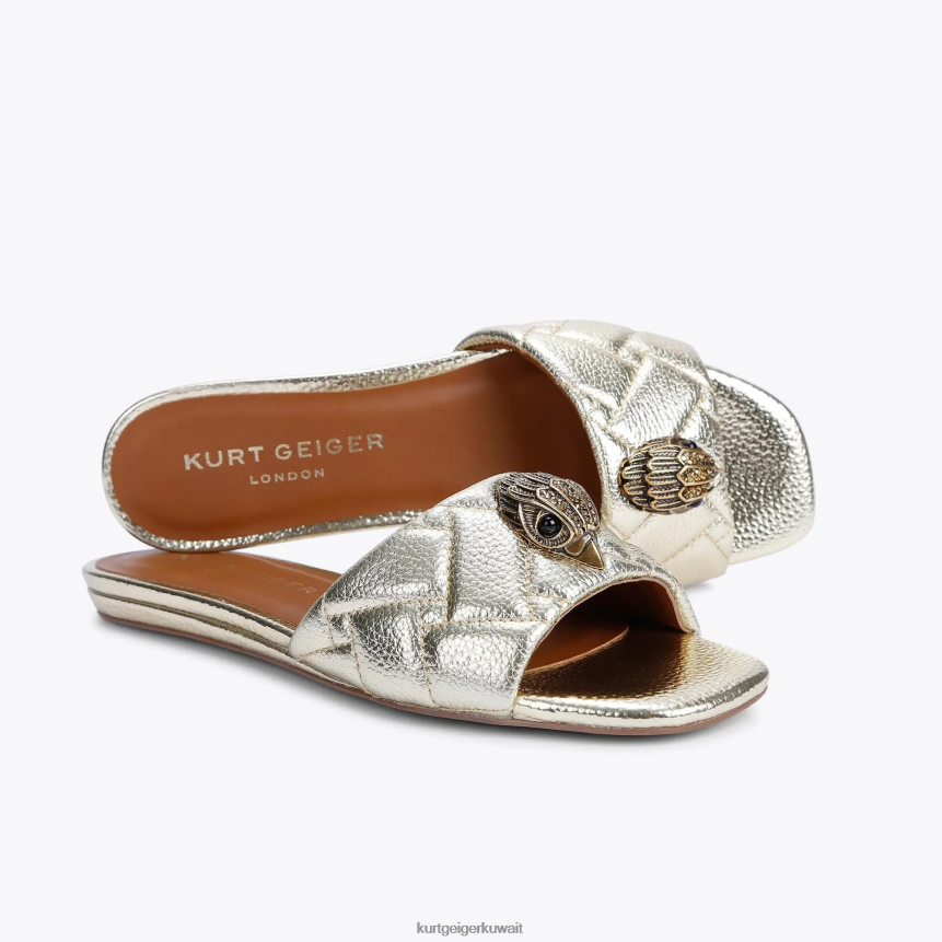 كيلووات Kurt Geiger نحيف صندل مسطح من لندن كنسينغتون ذهب X06PDH350 | أحذية