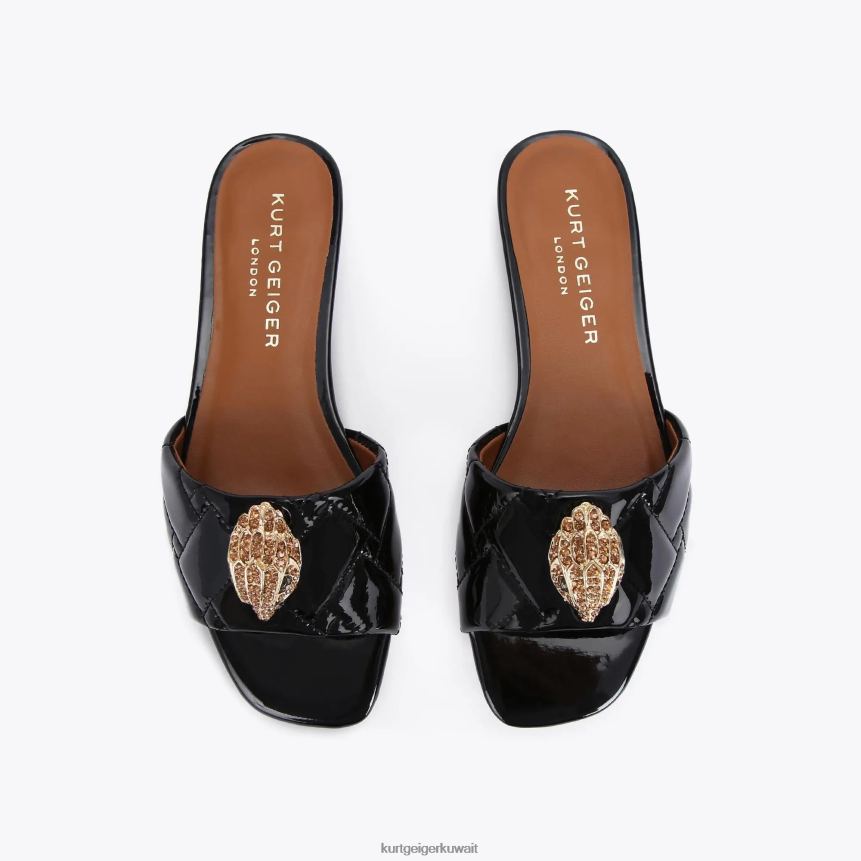 كيلووات Kurt Geiger نحيف صندل مسطح من لندن كنسينغتون أسود X06PDH352 | أحذية