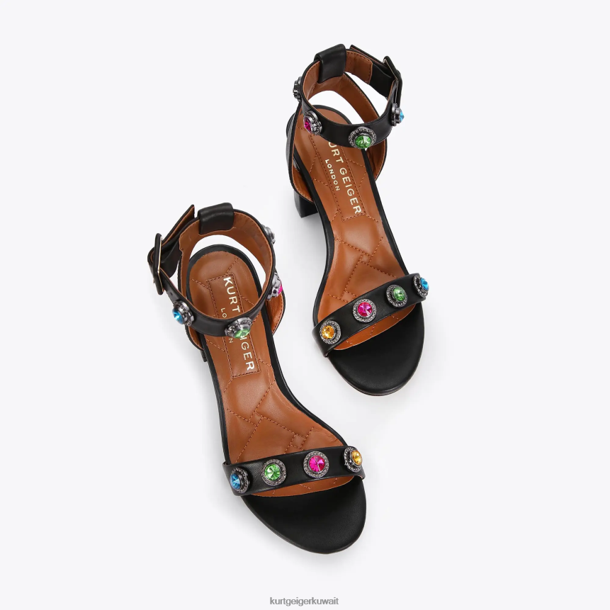 كيلووات Kurt Geiger نحيف صندل لندن اوكتافيا بلوك مزيج أسود X06PDH381 | أحذية