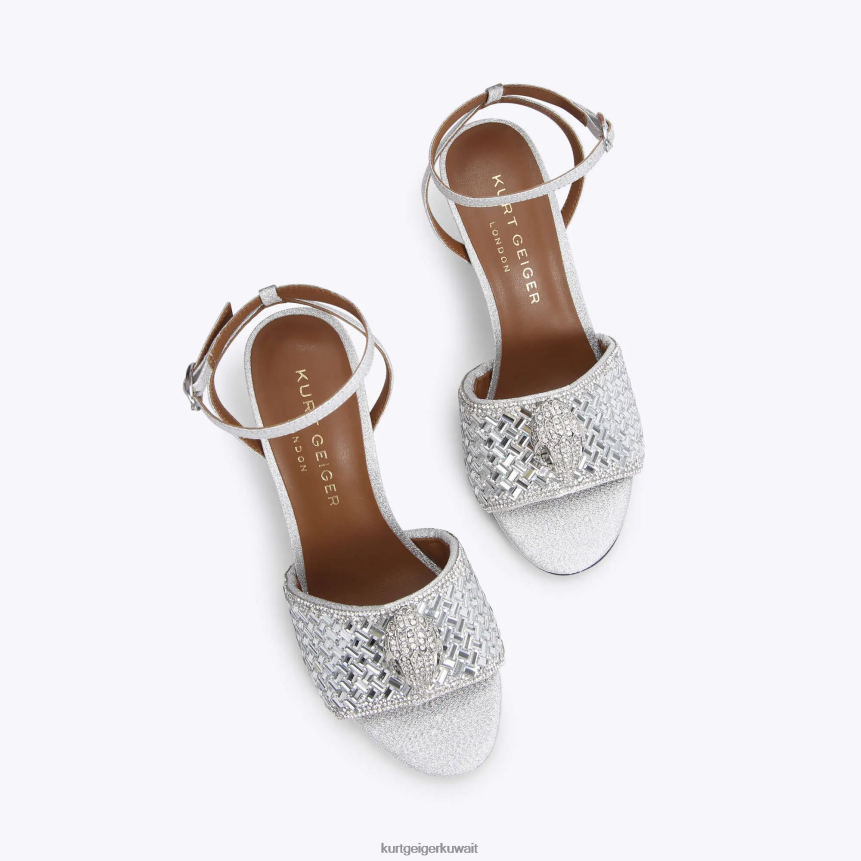 كيلووات Kurt Geiger نحيف صندل لندن كنسينغتون مزيج الفضة X06PDH412 | أحذية