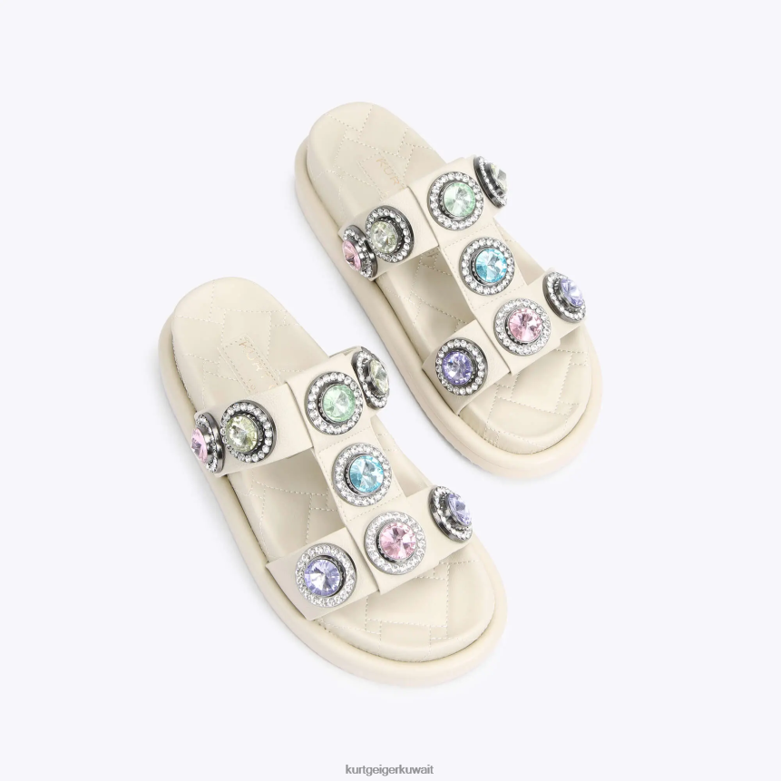 كيلووات Kurt Geiger نحيف صندل لندن أورسون الكريستالي مزيج العظام X06PDH428 | أحذية