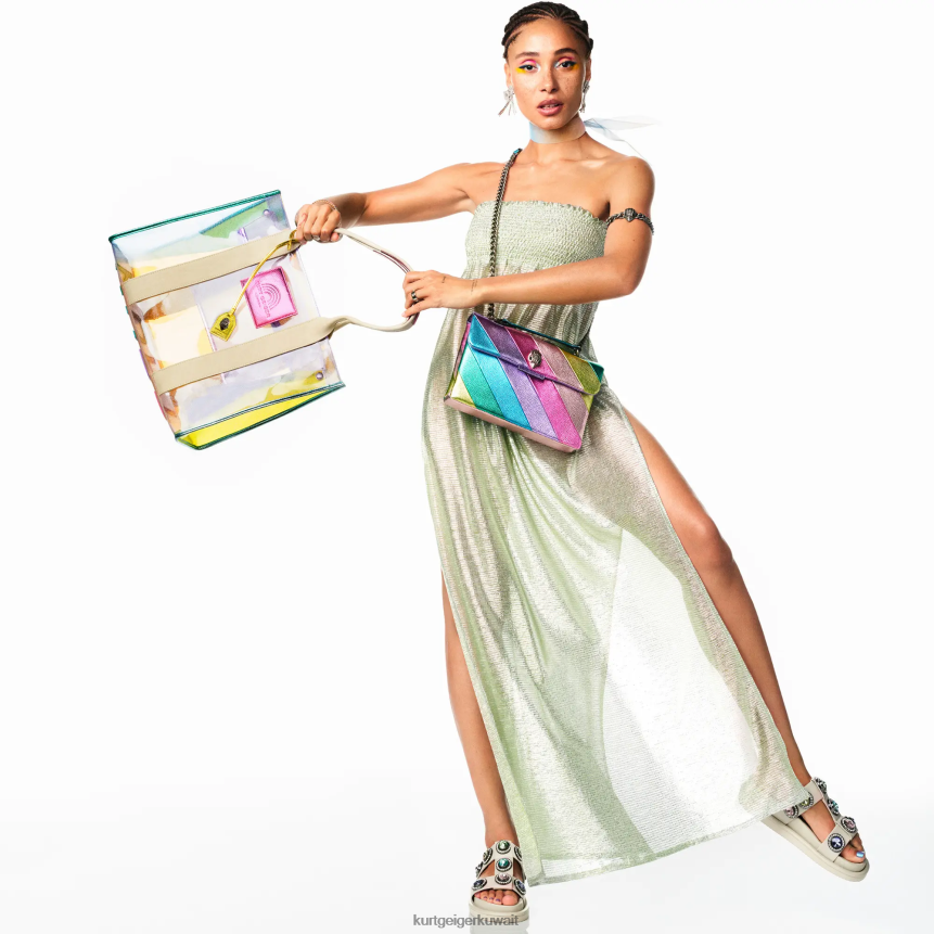 كيلووات Kurt Geiger نحيف صندل لندن أورسون الكريستالي مزيج العظام X06PDH428 | أحذية