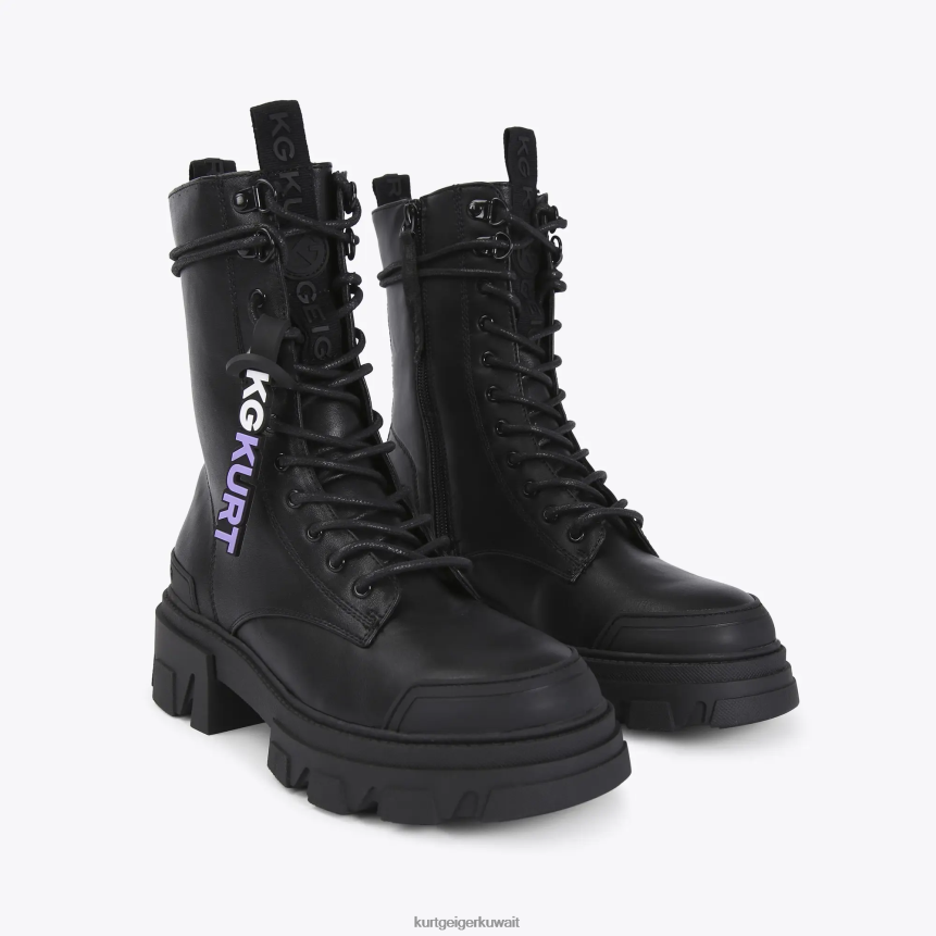 كيلووات Kurt Geiger نحيف لندن تريكر بأربطة أسود X06PDH457 | أحذية