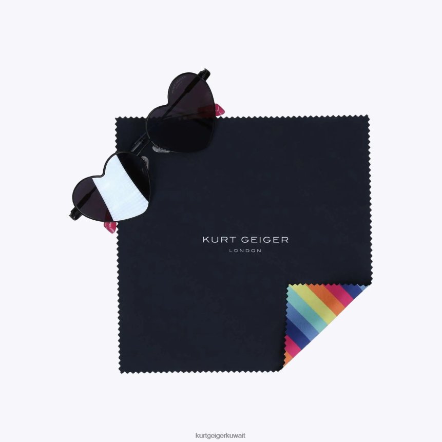كيلووات Kurt Geiger نحيف النظارات الشمسية لندن القلب المعدني أسود X06PDH466 | مُكَمِّلات
