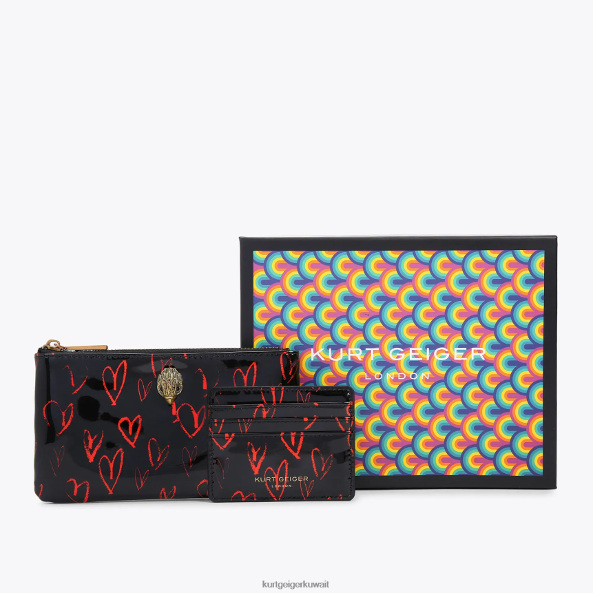 كيلووات Kurt Geiger نحيف مجموعة هدايا الحقيبة النسر لندن أسود أحمر X06PDH499 | أكياس