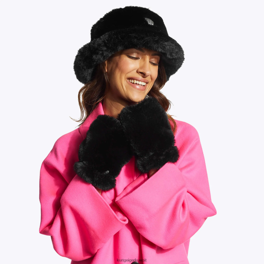 كيلووات Kurt Geiger نحيف قفازات الخشخاش لندن بدون أصابع أسود X06PDH508 | مُكَمِّلات