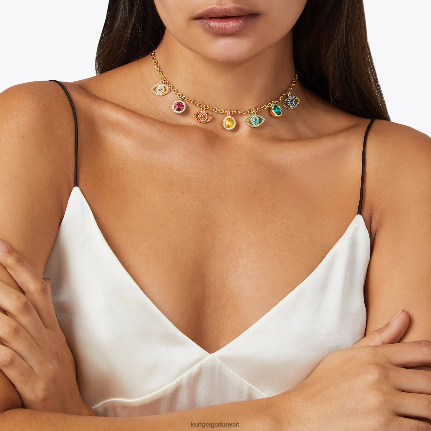 كيلووات Kurt Geiger نحيف لندن العين الشريرة كريستال قلادة ذهب X06PDH589 | مُكَمِّلات