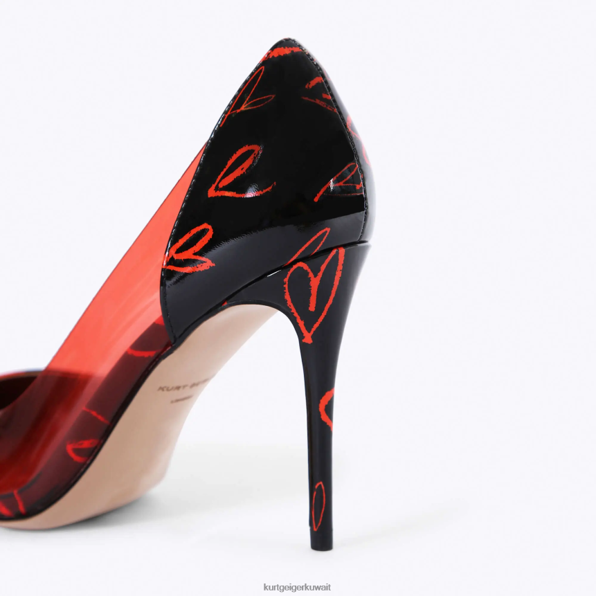 كيلووات Kurt Geiger نحيف لندن بلجرافيا الفينيل أسود أحمر X06PDH664 | أحذية