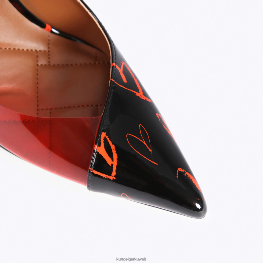 كيلووات Kurt Geiger نحيف لندن بلجرافيا الفينيل أسود أحمر X06PDH664 | أحذية