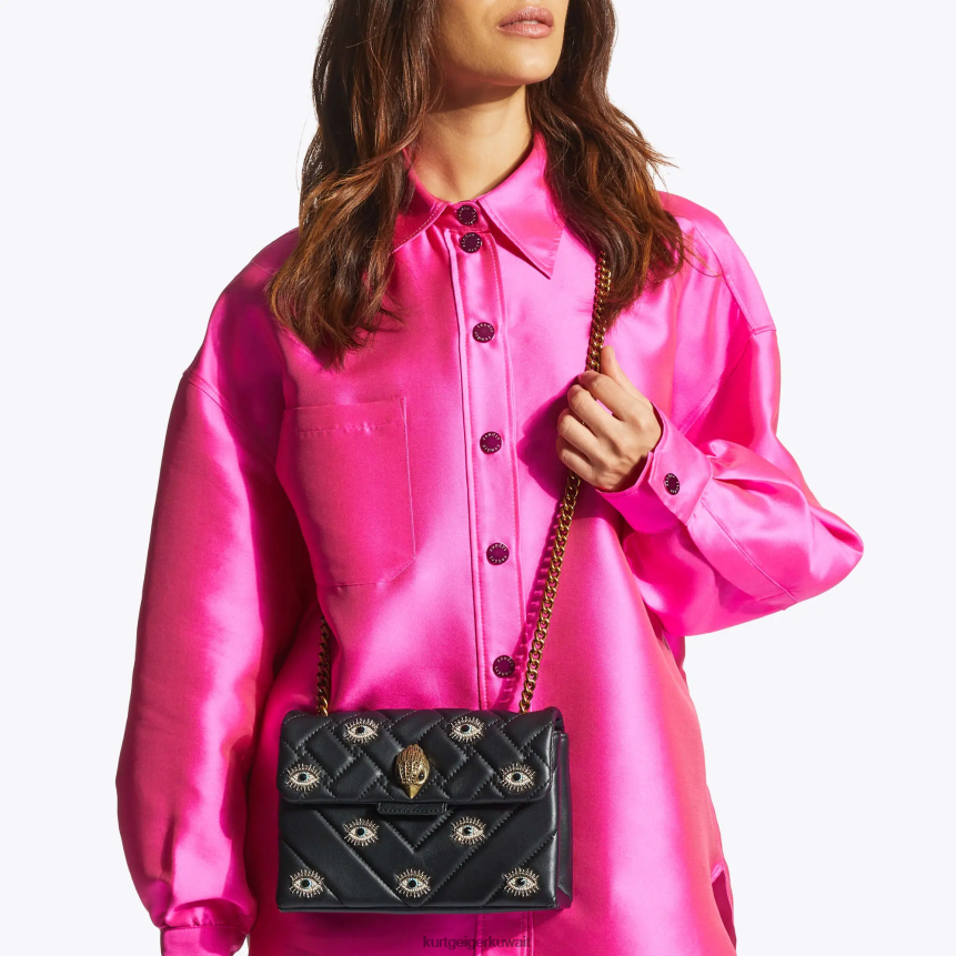 كيلووات Kurt Geiger نحيف حقيبة لندن متوسطة كنسينغتون مزيج أسود X06PDH80 | أكياس