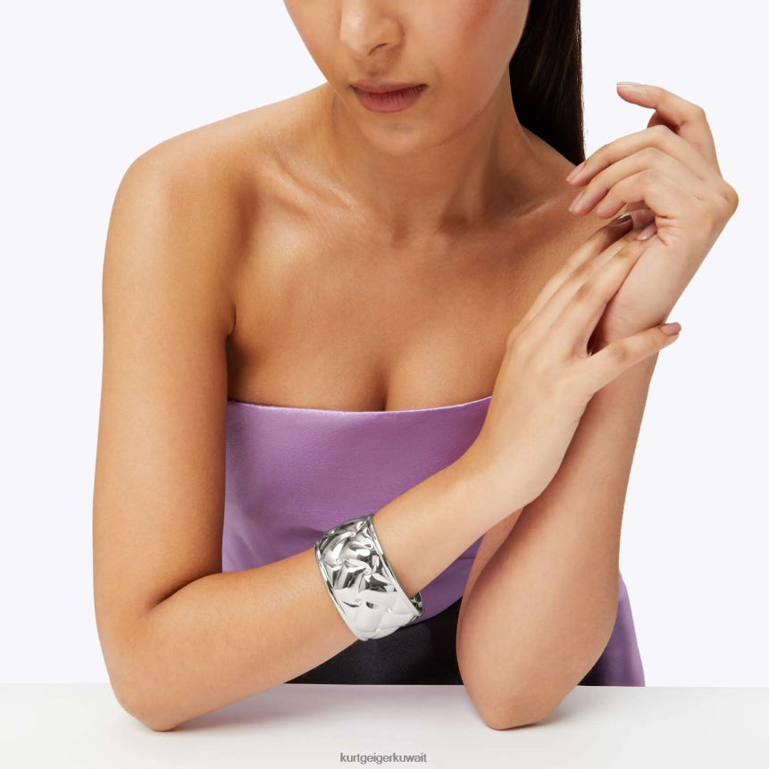 كيلووات Kurt Geiger نحيف سوار معدني مبطن مقاس XL من لندن فضة X06PDH544 | مُكَمِّلات