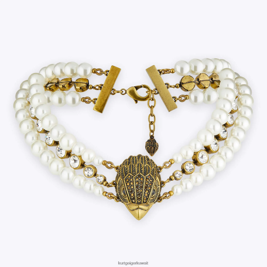 كيلووات Kurt Geiger نحيف قلادة لؤلؤة نسر لندن مقاس XL أبيض X06PDH571 | مُكَمِّلات