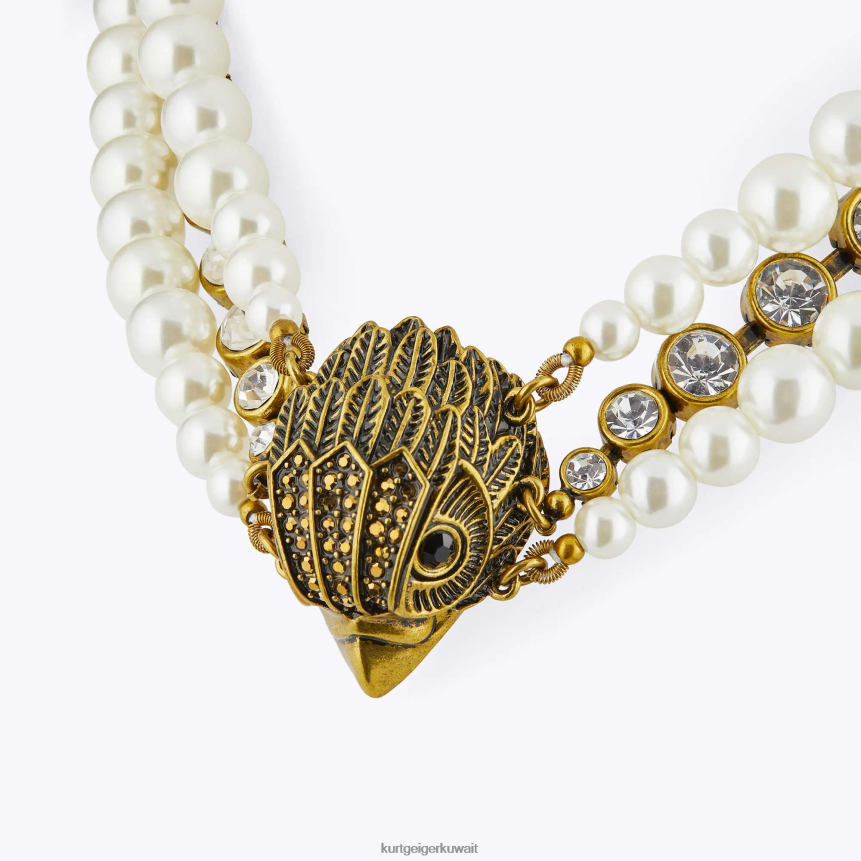 كيلووات Kurt Geiger نحيف قلادة لؤلؤة نسر لندن مقاس XL أبيض X06PDH571 | مُكَمِّلات